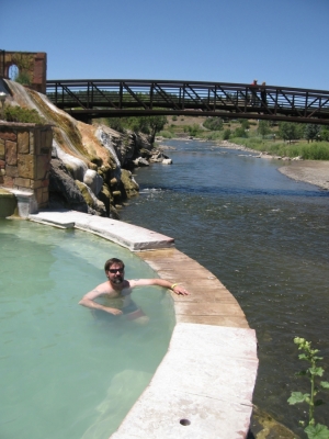 In one of the many hot springs 